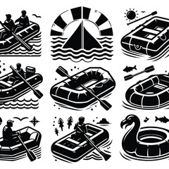 Inflatable Raft Silhouettes set