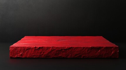 Red Stone Platform on Black Background