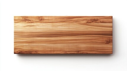 Natural Wooden Cutting Board on White Background