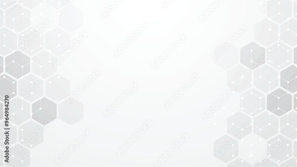 Poster white background hexagon with abstract medical and technology elements for presentation background d