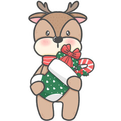 Cartoon radiant deer Super cute hand drawn