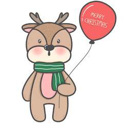 Cartoon radiant deer Super cute hand drawn