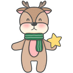 Cartoon radiant deer Super cute hand drawn