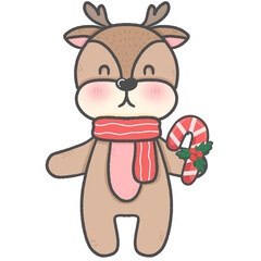 Cartoon radiant deer Super cute hand drawn