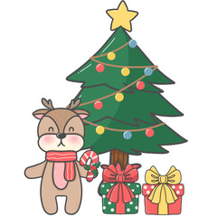 Cartoon radiant deer Super cute hand drawn