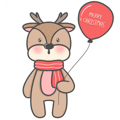 Cartoon radiant deer Super cute hand drawn