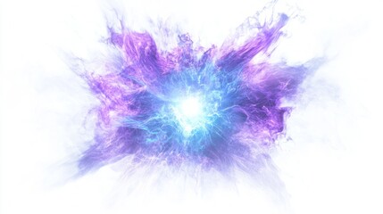 Energetic Burst of Blue and Purple Light in Abstract Digital Art