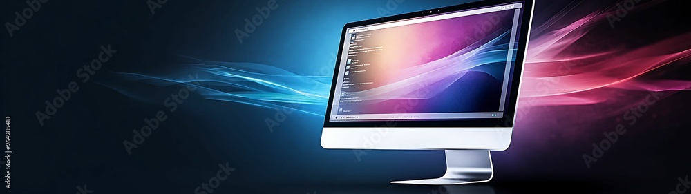 Poster adaptive ui layout concept on computer screen in watercolor style with vibrant background | high det