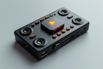 Fototapeta premium Elegant video icon positioned against pure white backdrop, embodying digital media playback with refined design and clear visual representation. Modern multimedia concept