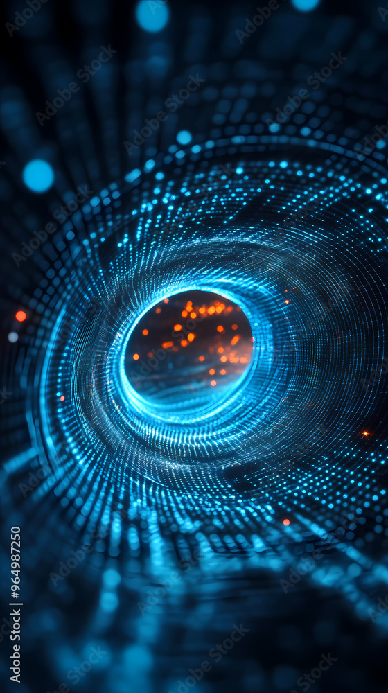Poster future light tunnel with data flow