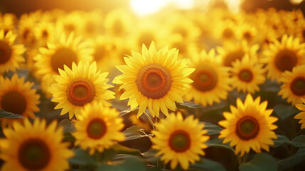 golden hour scene in a cornfield with a close-up of a vibrant sunflower, capturing the warm, tranquil essence of late afternoon light