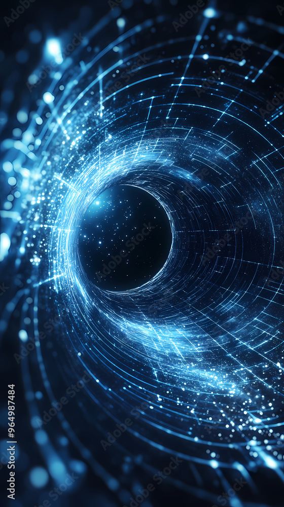 Poster future light tunnel with data flow