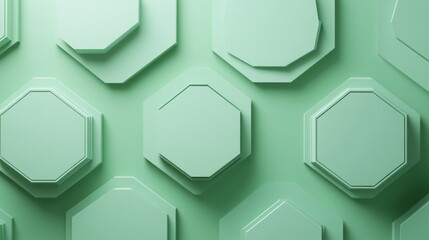 Geometric Hexagon Pattern in Mint Green Gradient with Modern Design
