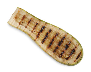 One tasty grilled zucchini slice isolated on white, top view