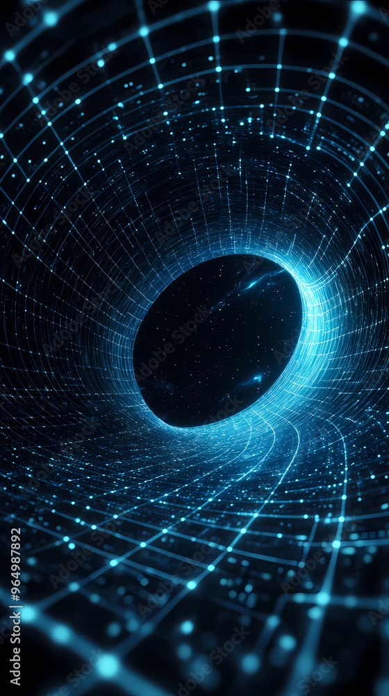 Poster future light tunnel with data flow