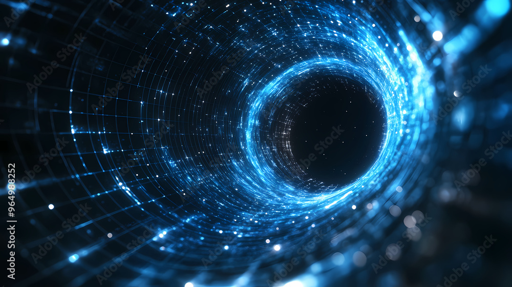 Poster future light tunnel with data flow