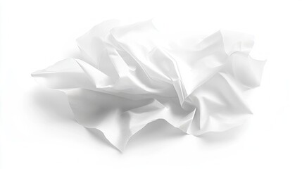 Crumpled White Paper against Clean White Background