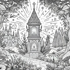 Fototapeta premium Lantern Coloring Page 