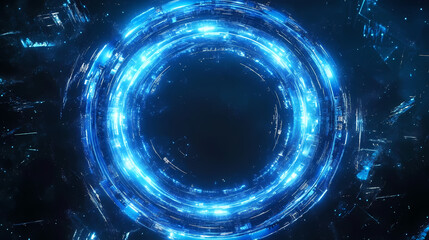 Futuristic technology light ring tunnel