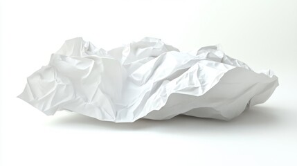 Crumpled Paper Close-up in Minimalistic White Abstract Composition