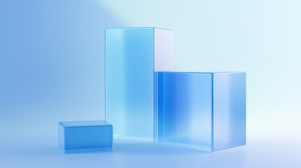 Minimalistic 3D Geometric Shapes in Calming Blue Gradient Background