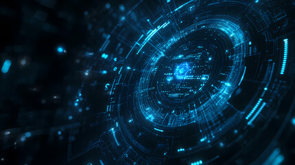 Futuristic technology light ring tunnel