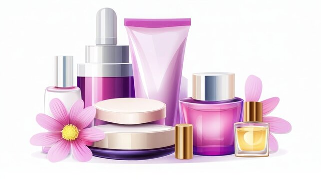 recommend clip art: Close-Up Clipart of High-Quality Beauty Products Isolated on White Background
