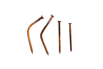 Old nails isolated on white background