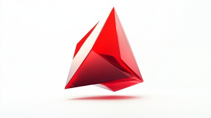 Abstract Red Geometric Shape on White Background