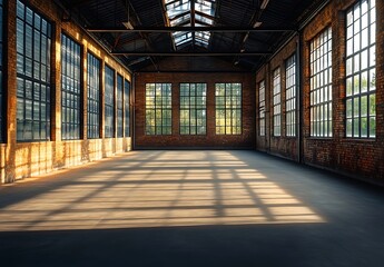 Construction: Empty Interior of Newly Renovated Old Industrial Building