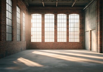 Construction: Empty Interior of Newly Renovated Old Industrial Building