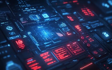 Obraz premium Advanced hacking console with realtime data theft, showcasing encrypted files being extracted, and sophisticated security bypass tools