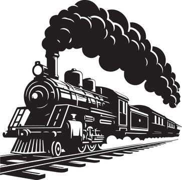 recommend clip art: Black silhouette retro train engine, Black locomotive vintage historic train model silhouette vector,   