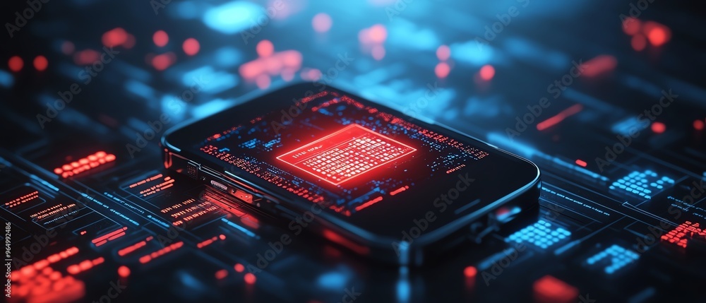 Leinwandbilder cybersecurity breach with stolen data files being accessed on a sleek device, set against a backdrop
