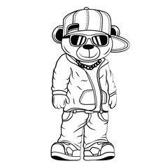 Teddy Bear Swag | Hipster Teddy | Swag Bear | Cool Teddy | Stylish Bear | Hiphop Lover | Gangster Teddy | Fashioned Bear | Original Illustration | Vector and Clipart | Cutfile and Stencil