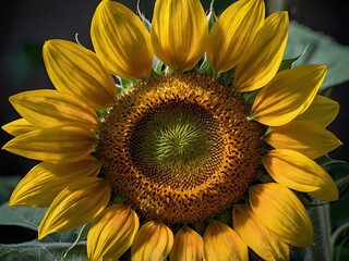Naklejka premium beautiful sunflowers in close up shot during a clear day