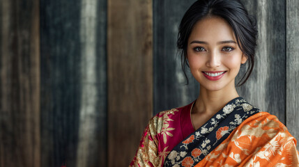 Fototapeta premium Graceful Indian Woman Embracing Tradition 伝統を纏う優雅な女性