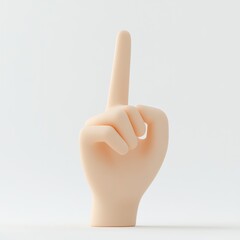 A minimalist 3D illustration of a hand with the index finger raised, symbolizing interaction and engagement, set against a clean white background, perfect for conveying ideas or concepts