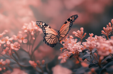 Delicate Butterfly Fluttering Through a Blooming Garden: Nature&rsquo;s Grace