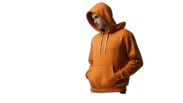 mockup 3d orange plain hoodie with mannequin