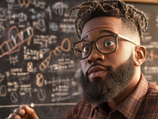 Teacher Leading Collaborative Learning in a Classroom with Chalkboard, Engaging Students in Group Activities and Brainstorming Ideas