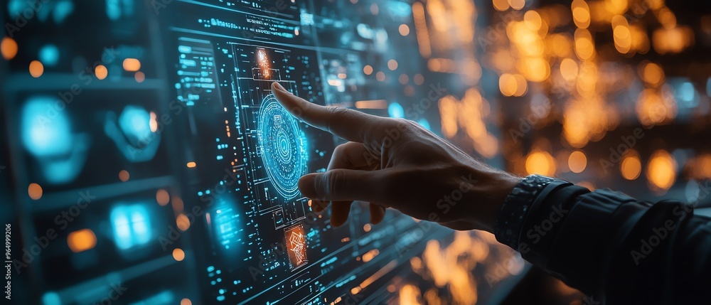 Fototapete closeup of an expert using ai for document analysis in a modern digital workspace, showcasing advanc