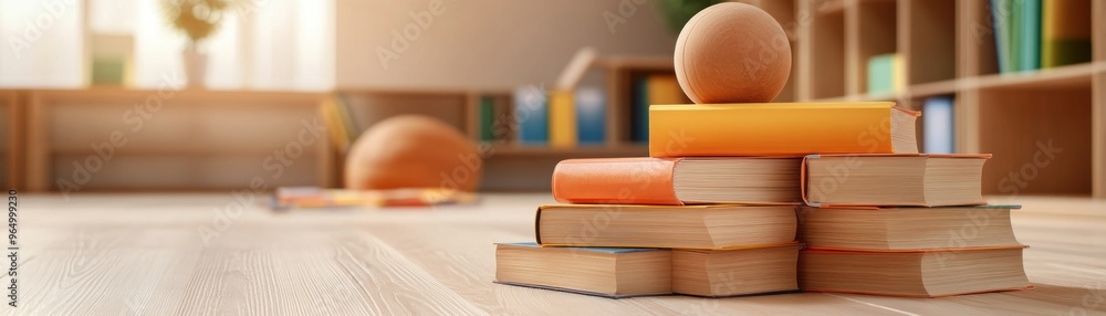 Poster bright and inviting classroom setting with bookshelves and colorful supplies for collaborative learn