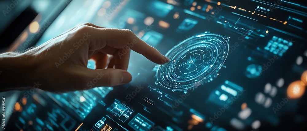 Fototapete closeup of an expert using ai for document analysis in a modern digital workspace, showcasing advanc