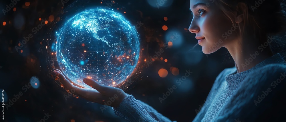 Poster Advanced global marketing automation interface with a focus on CRM integration, automated business processes, and technologydriven solutions in a hightech workspace