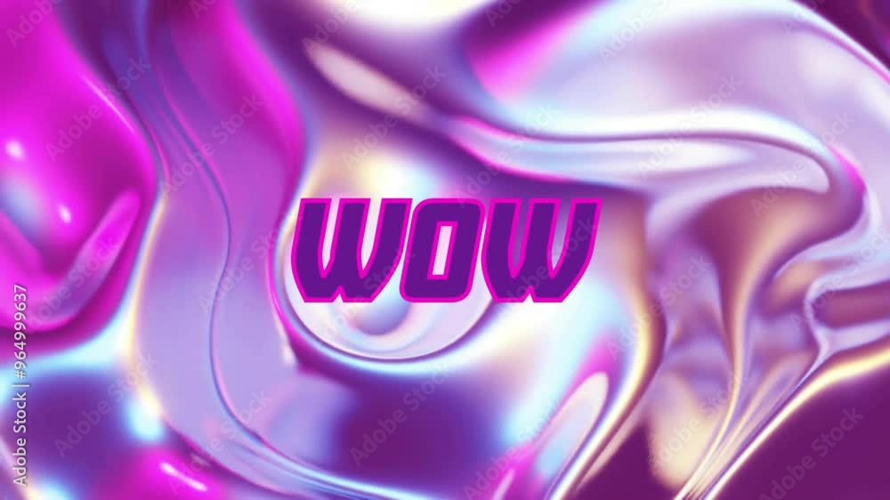 Poster Animation of wow text over neon pattern background