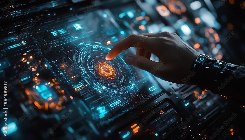 Poster Futuristic global marketing automation system, emphasizing automated CRM processes, digital workflow management, and cuttingedge technology solutions for business growth