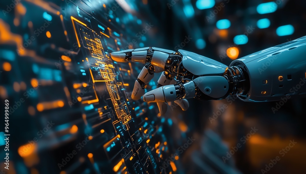 Fototapete futuristic global marketing automation system, emphasizing automated crm processes, digital workflow