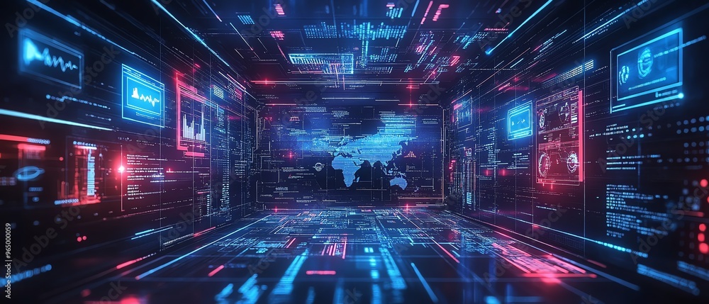 Poster Hightech global marketing automation scene, displaying automated workflows, CRM solutions, and digital online processes for business development and efficiency