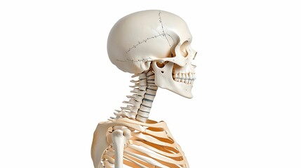 Comprehensive Human Skeleton Biology Illustration with Annotations for Educational Study Purposes. Copy Space Available.